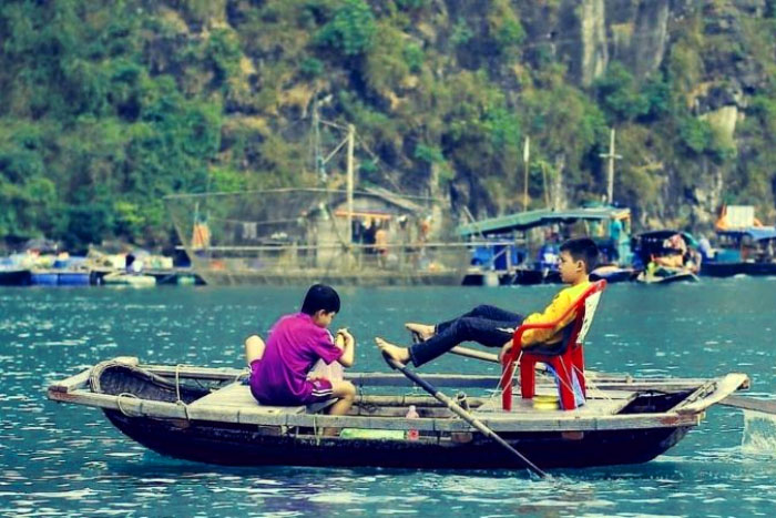 Bamboo boat being the most practical mode of transportation of the locals